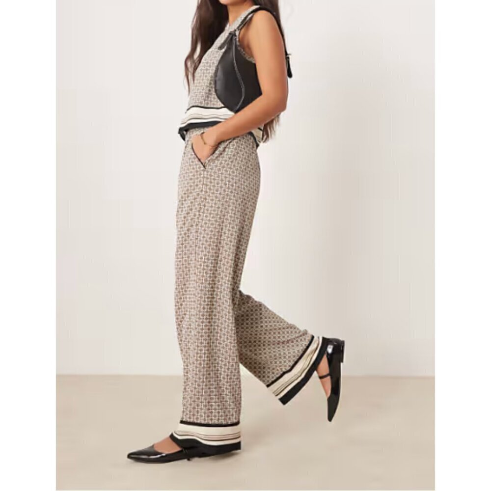 ✨ Abercrombie Fitch Satin Wide Leg Trousers Pull On Pant Brown Beige - Picture 2 of 15